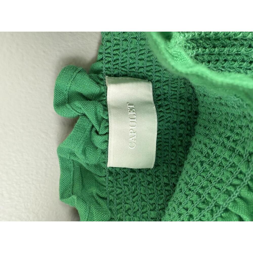 Capulet Green Ruffle Sleeve Square Neck Midi Bodycon Dress - Size - Large - Picture 3 of 8